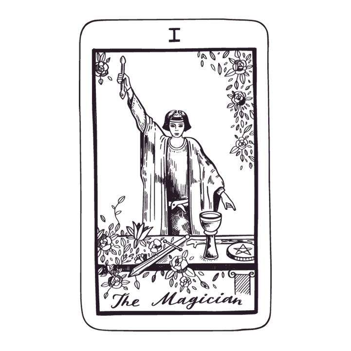 A tarot card with the magician on it.